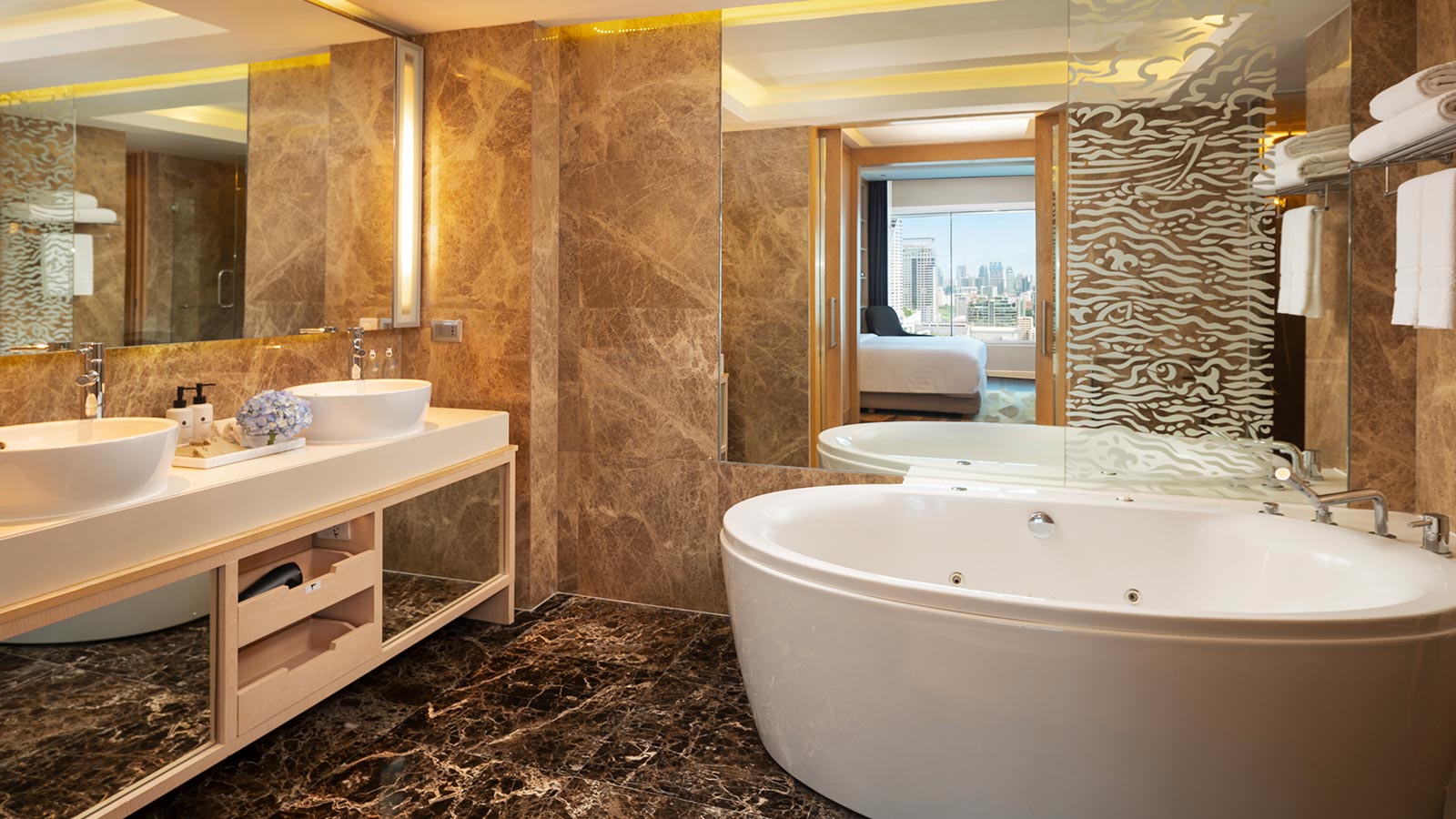 Spacious Bathtub and Vanity Area - Club One Bedroom Executive Suite - Amari Bangkok