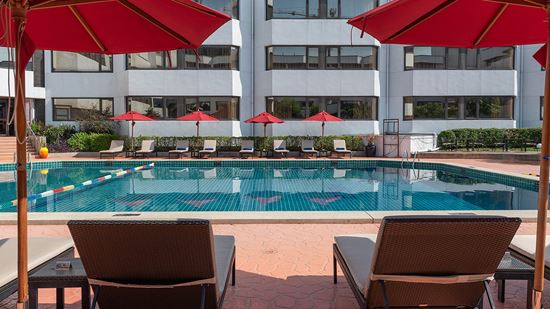 Pool side relaxation area Pool side relaxation area