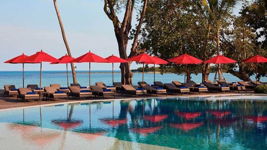 View and loungers at Beach Wing swimming pool View and loungers at Beach Wing swimming pool