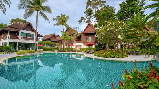 Setting at Thai Village swimming pool Setting at Thai Village swimming pool