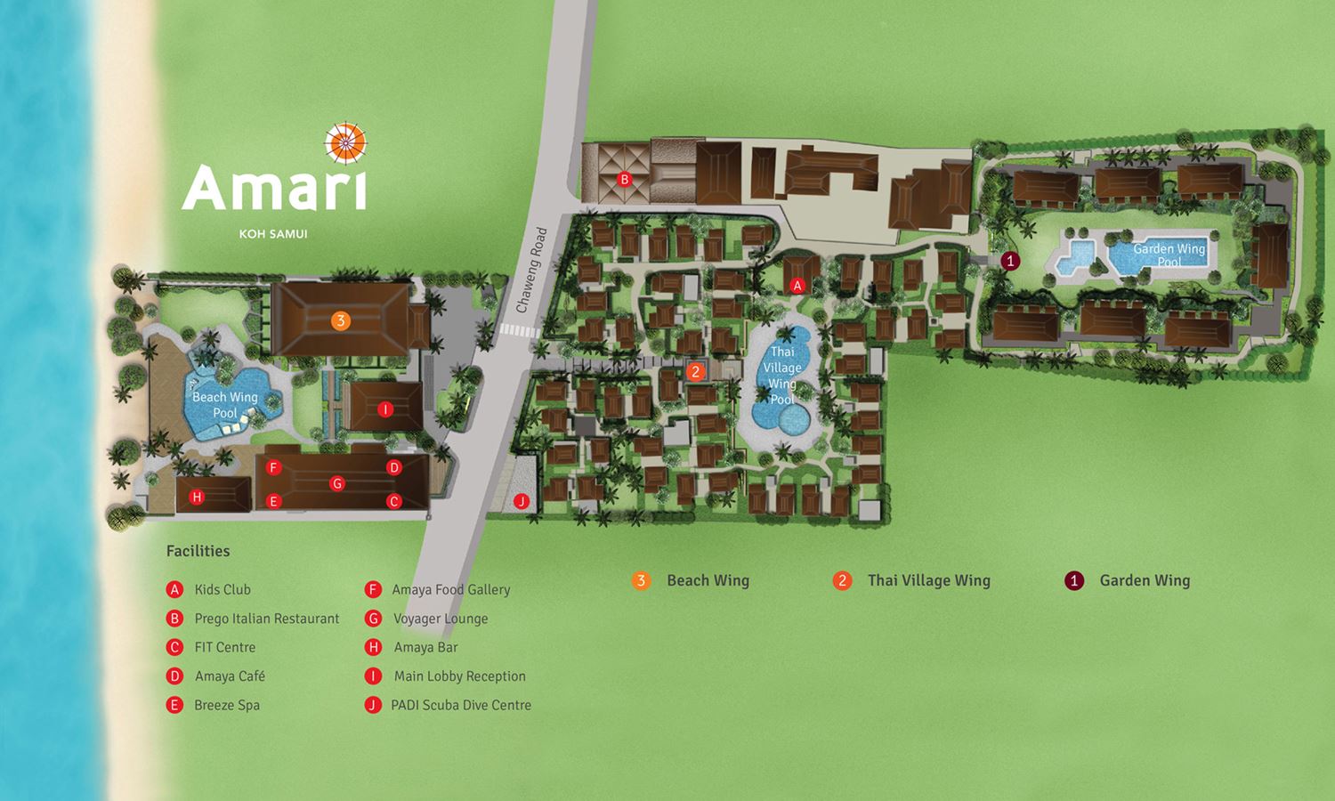 Resort-Karte - Amari Koh Samui