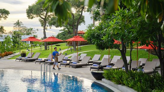 Service and setting at swimming pool Service and setting at swimming pool