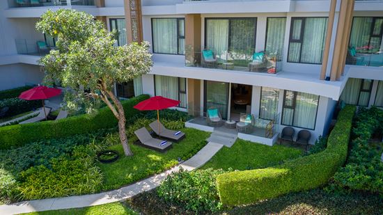 Bird eye view of poolside entrance in Club Amari Suite Poolside