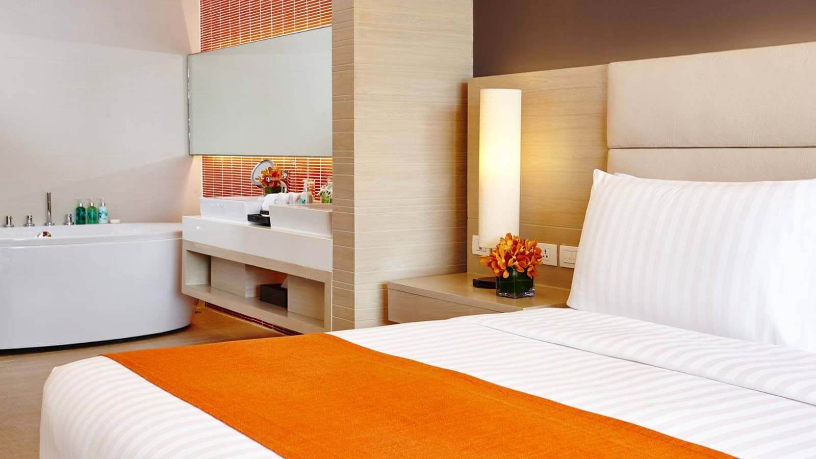 King bed in Corner Suite Ocean Front Balcony - Amari Phuket