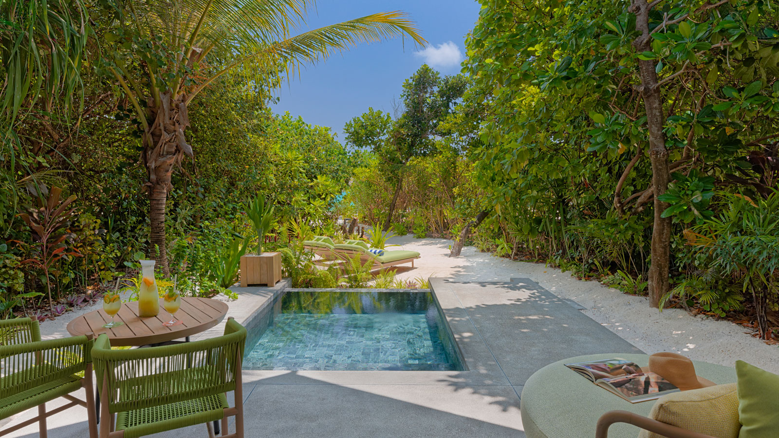 Terrace with private plunge pool at Beach Pool Villa - Amari Raaya Maldives