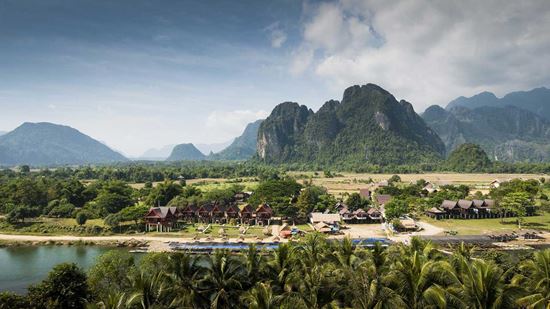 Daytime view of town and river Daytime view of town and river