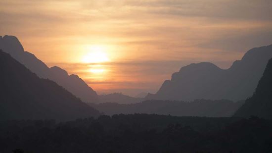 View of sunset and karst mountains View of sunset and karst mountains