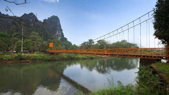 Orange bridge over the Nam Song River Orange bridge over the Nam Song River