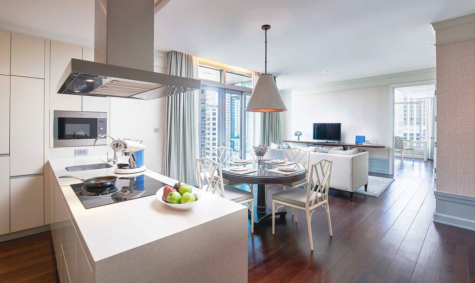 Separate dining and living room in Two Bedroom Suite - Oriental Residence Bangkok