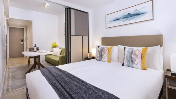 One Bedroom - Living Area and Bedroom - Shama Fortress Hill Hong Kong