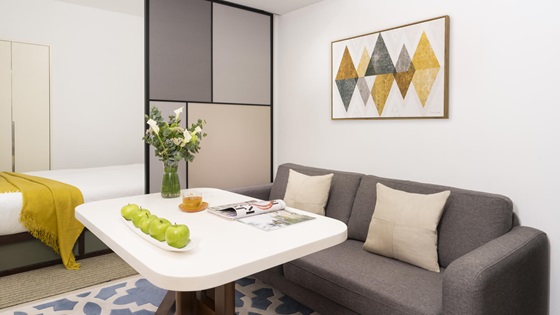 One Bedroom - Living Area and Bedroom - Shama Fortress Hill Hong Kong