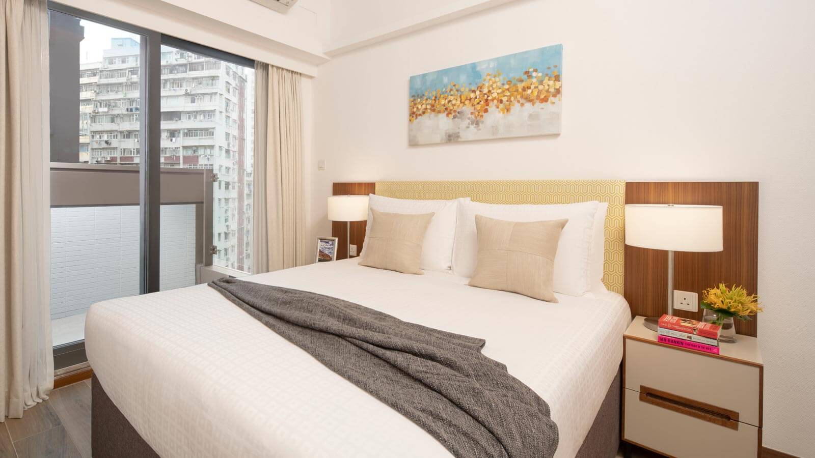一房單位連陽台的臥室 - 香港莎瑪港島北服務式公寓 - 香港莎瑪港島北服務式公寓