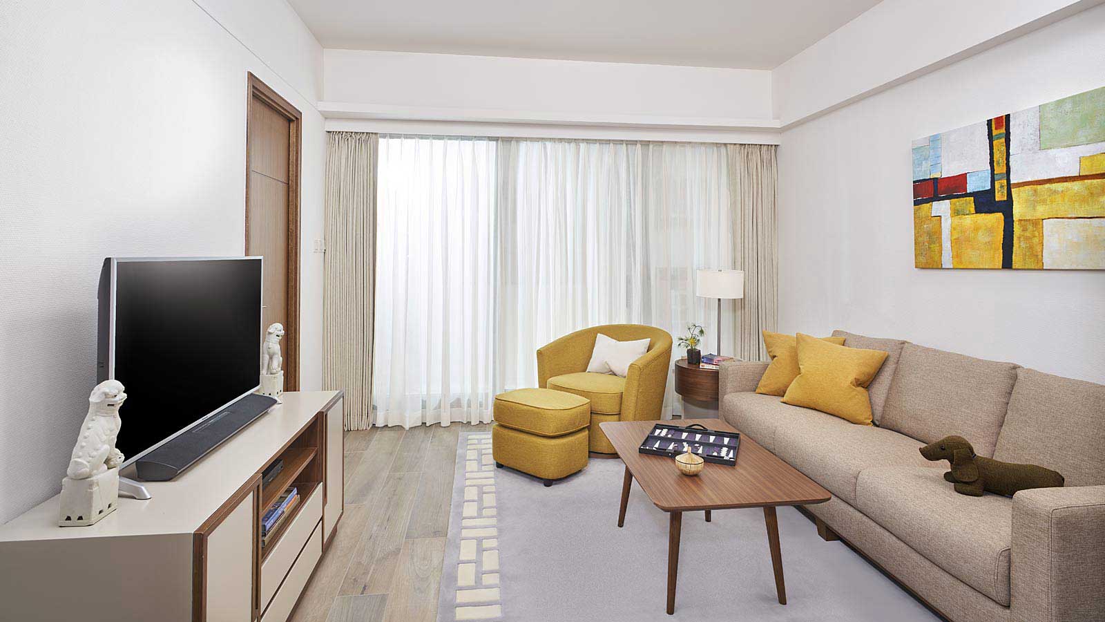 One Bedroom with Balcony - Living Room - 샤마 아일랜드 노스 홍콩
