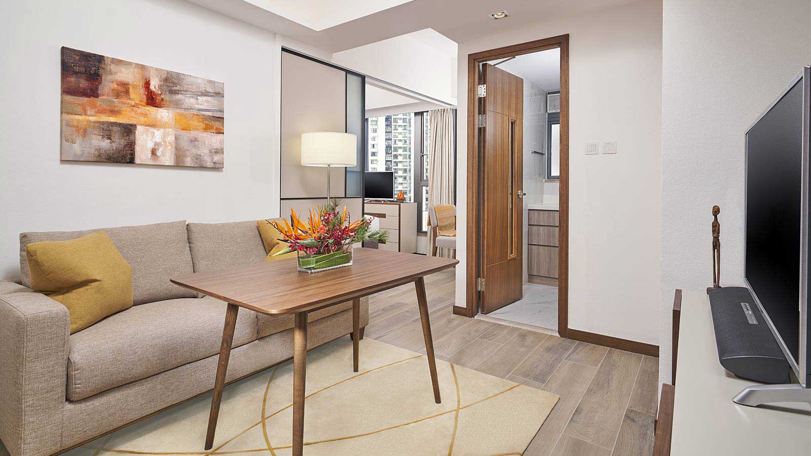 一房單位的客廳 - 香港莎瑪港島北服務式公寓 - 香港莎瑪港島北服務式公寓