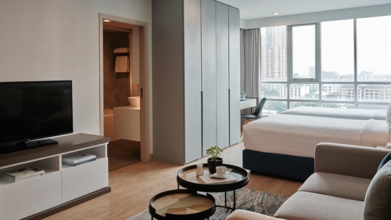 Studio - Twin Beds Living Area - 샤마 레이크뷰 아속 방콕
