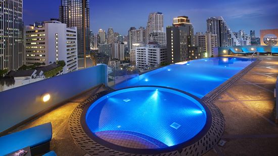 Night view at swimming pool 
