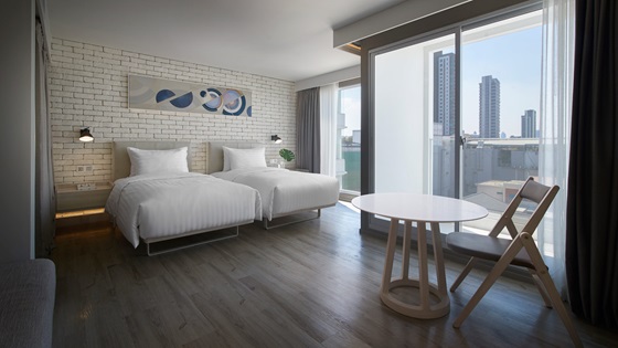 Twin beds in Studio with Balcony - Shama Yen-Akat Bangkok - Shama Yen-Akat Bangkok