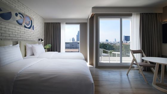 Twin beds in Studio with Balcony - Shama Yen-Akat Bangkok - Shama Yen-Akat Bangkok