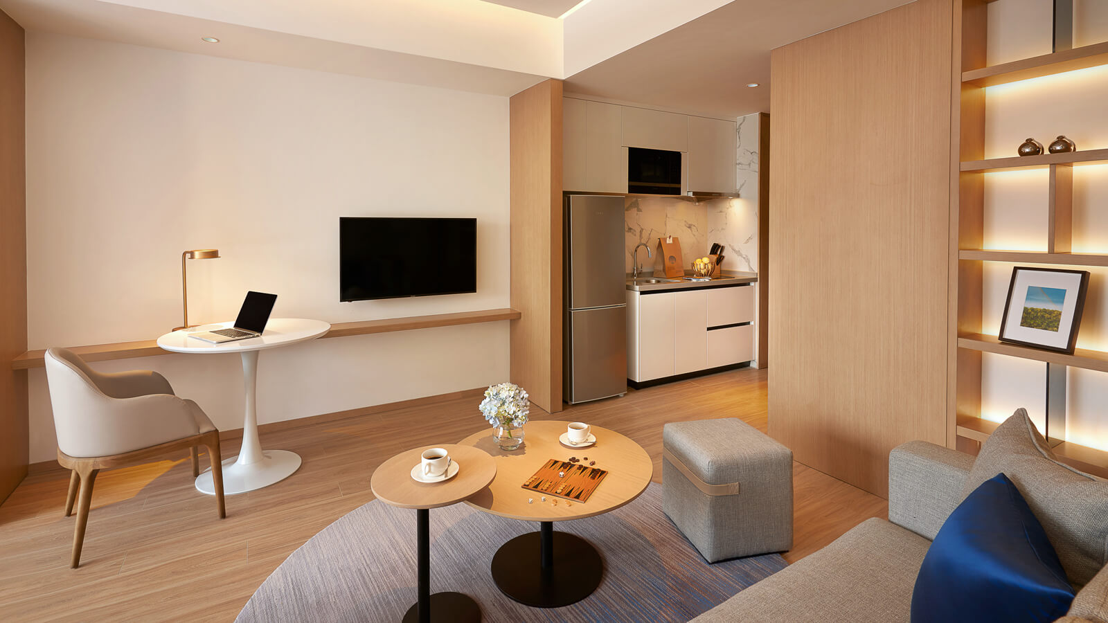 Studio Deluxe - Living Area and Kitchenette  - Shama Serviced Apartments Zijingang Hangzhou